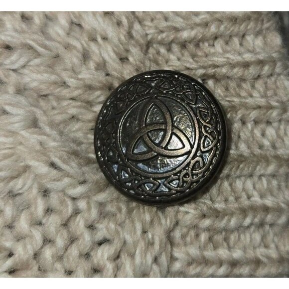 Aran Craft Tan Oatmeal Merino Wool Zip Front Cape New Cable Knit Sweater Cream M - Picture 6 of 13